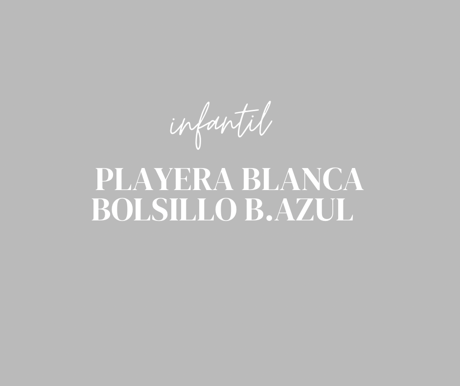 Playera Infantil Blanca con bolsillo blanco/azul