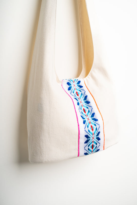 Bolsa manta blanca/azul mexicano