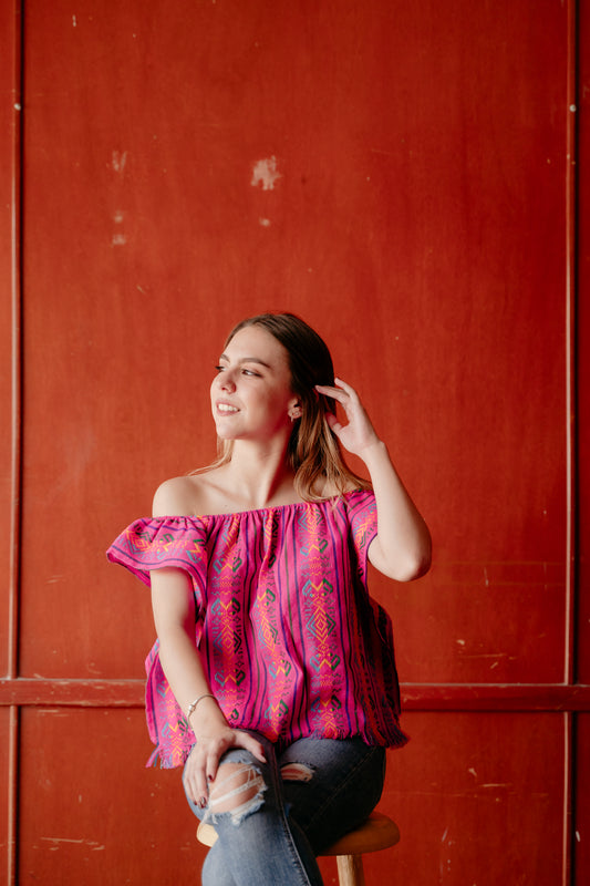 Blusa mexicana rosa