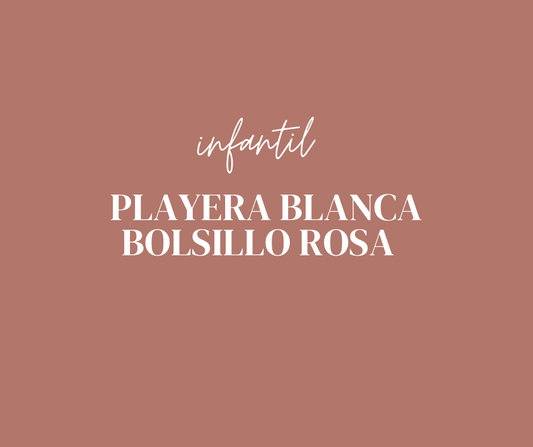 Playera Infantil Blanca con bolsillo rosa