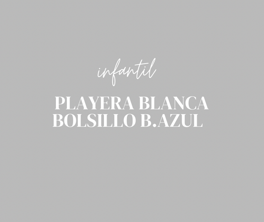 Playera Infantil Blanca con bolsillo blanco/azul